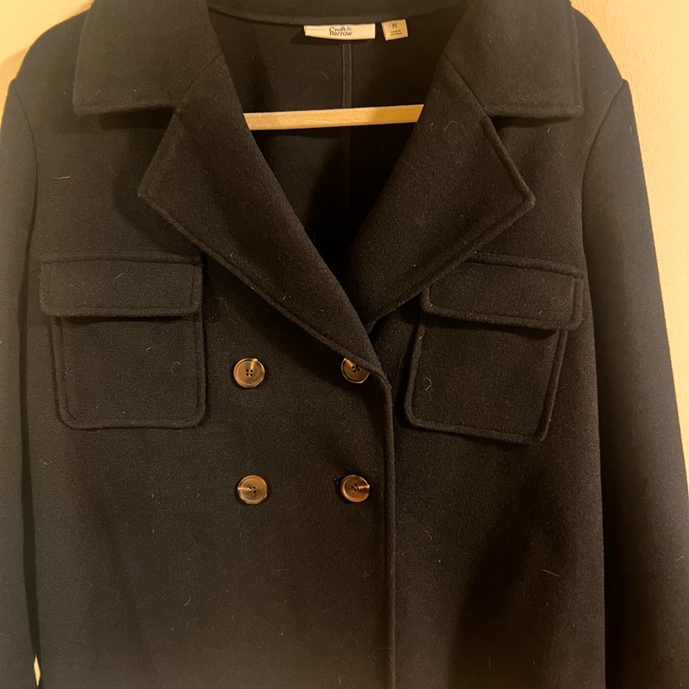 Croft & Barrow Navy Blue Classic Styled Double-Breasted Pea Coat, size medium